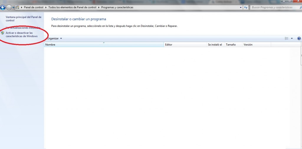 Activar telnet en windows 7 - Paso 2